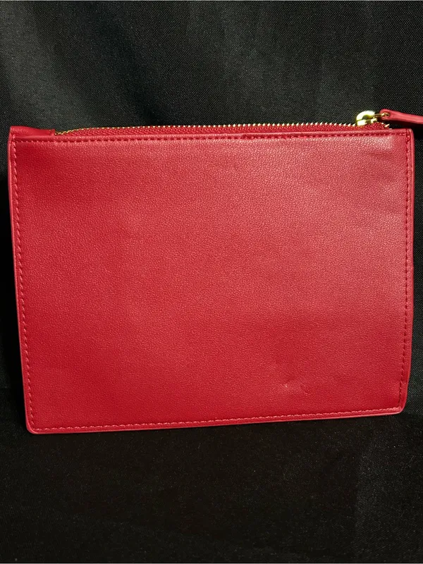 Ann Taylor Red Leather Zip Travel Cosmetic Money Pouch NWT - Image 2