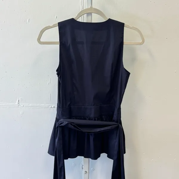 NWT 1901 Nordstrom Navy Night Sleeveless Peplum Wrap Top AS389392MI Size 0 - Image 2
