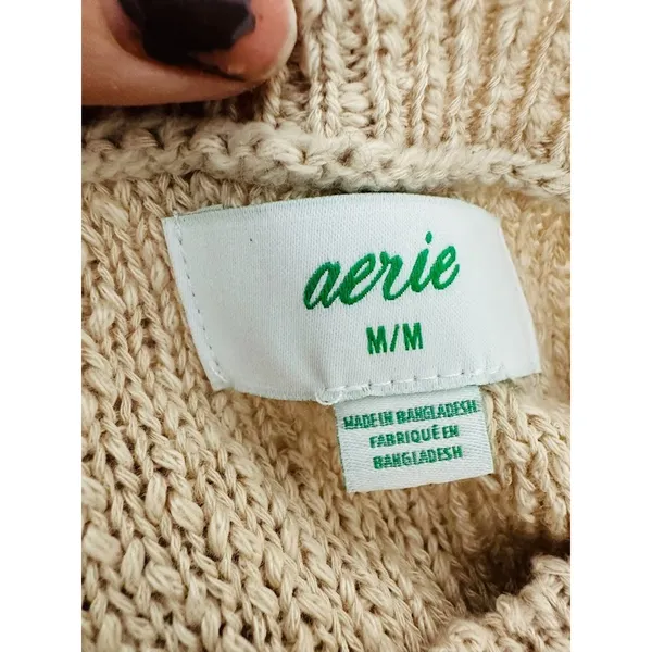 Aerie Womens Sweater Pullover Oversized Deconstructed Slouchy Beige Size‎ Medium - Image 6