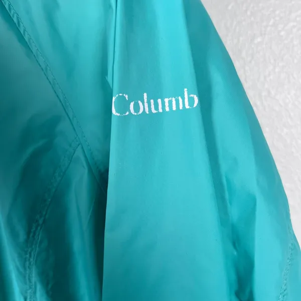 Columbia Women's Hooded Lightweight Rain Jacket Blue Sz S - Image 6