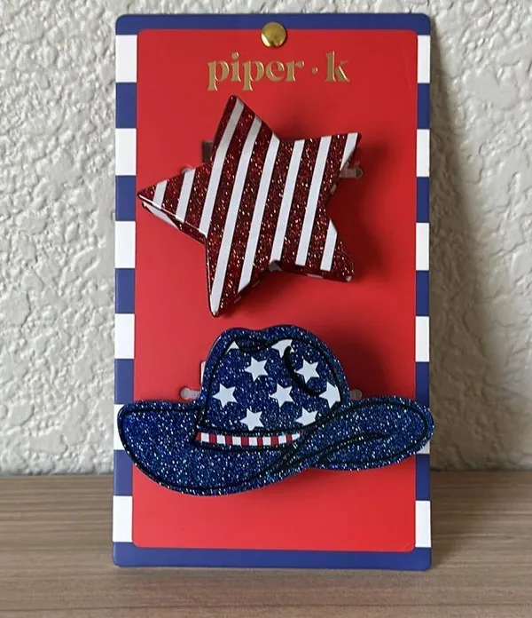 Piper Red and Blue Star and Hat Hair Accessories - Image 2