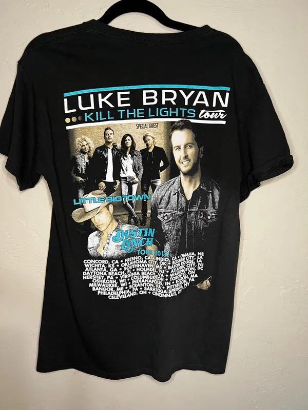 Luke Bryan Black Kill The Lights‎ 2016 Tour Country Music Concert Shirt - Image 5