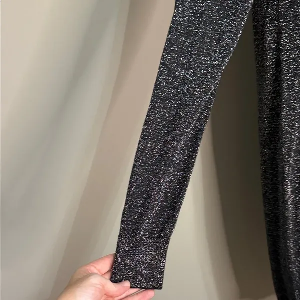 Michael Kors Metallic Sweater Dress S Black‎ Shimmer Dark Academia - Image 2