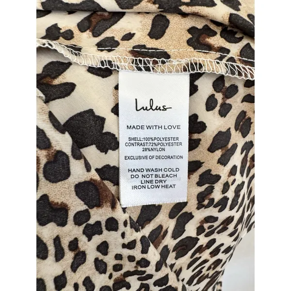 NWT Lulus Leopard Print Satin V Neck Slip Dress Size Small - Image 5