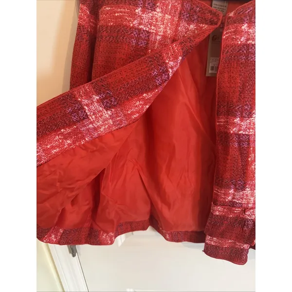 Go Fish Clothing & Jewelry Co. Red & Pink Plaid Jacket‎ Large NWT Coastal - Image 3