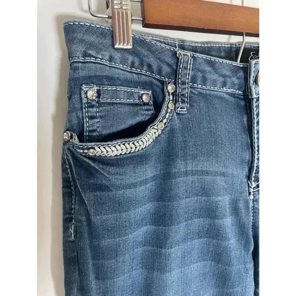 Women's Earl Jeans Barely Boot Bling Y2K Bootcut Jeans Size 10 Blue GUC!‎ 0122 - Image 2