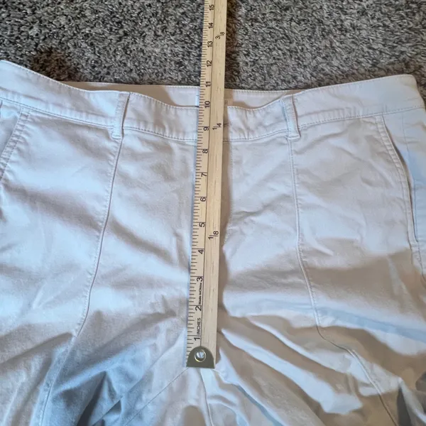 J. Jill‎ Women 14 Off White Straight Leg Pants Ankle Zip Seam Front Cotton Blend - Image 5