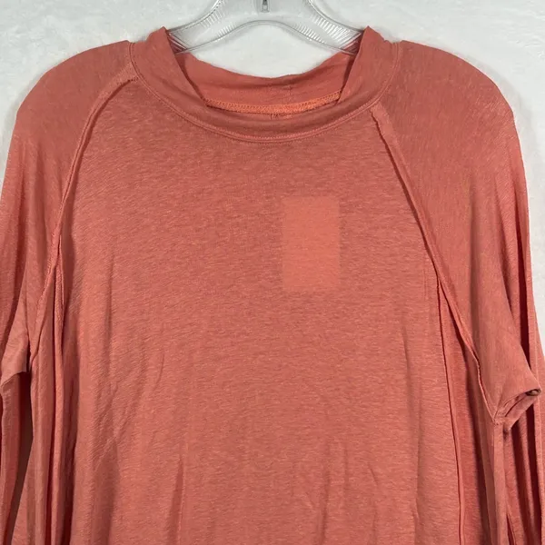 Free People We The Free Pinched Cheeks Linen Blend Tunic Top Coral‎ Pink Small - Image 7