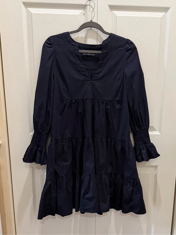 Pomander Place Navy Cotton Poplin Kenzo Dress M - Image 8