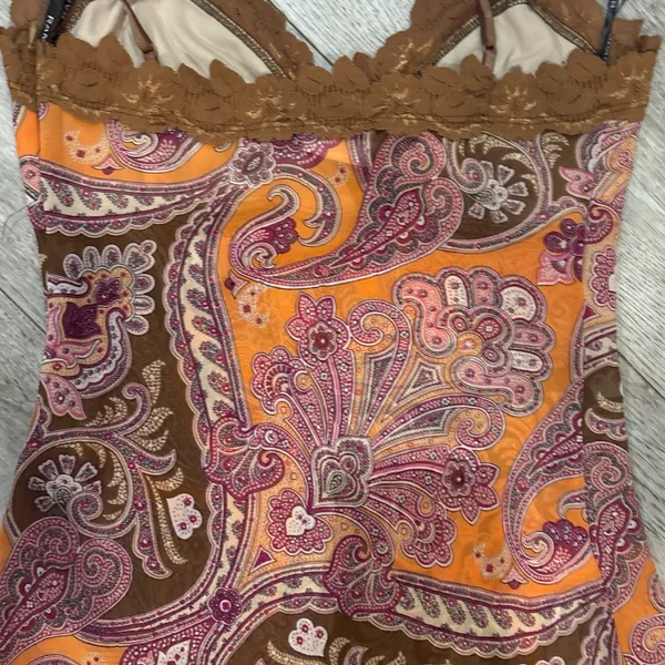 Rampage Orange and Brown Paisley Camisole - Image 3