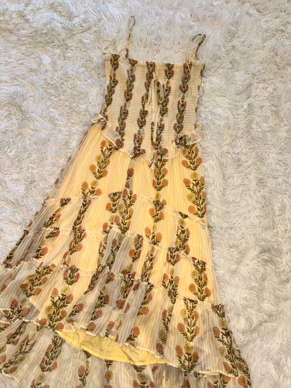 NEW Free People Alejandra Smocked Bodice Tiered Sundress cloud combo sz L - Image 9