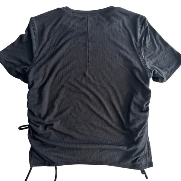 Lululemon Ribbed Crop Top Black Size 4 Micro Modal Side Tie - Image 3
