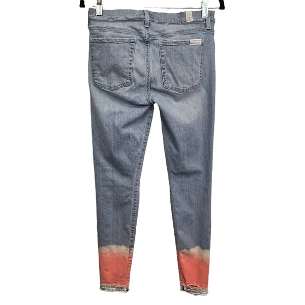 7 For All Mankind The Skinny Crop Unrolled Jeans Womens Size‎ 28 Coral Bleach - Image 5
