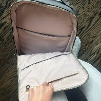 Calpak Grey Leather Bagpack Gray - Image 8