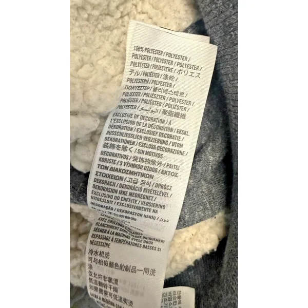 Abercrombie & Fitch Hoodie Womens Small Gray Sherpa Lined Full Zip New‎ York Y2K - Image 4