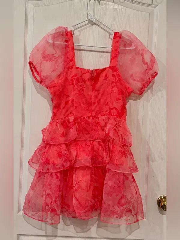 Final Price TCEC Coral Pink Floral Mini Dress - Image 5