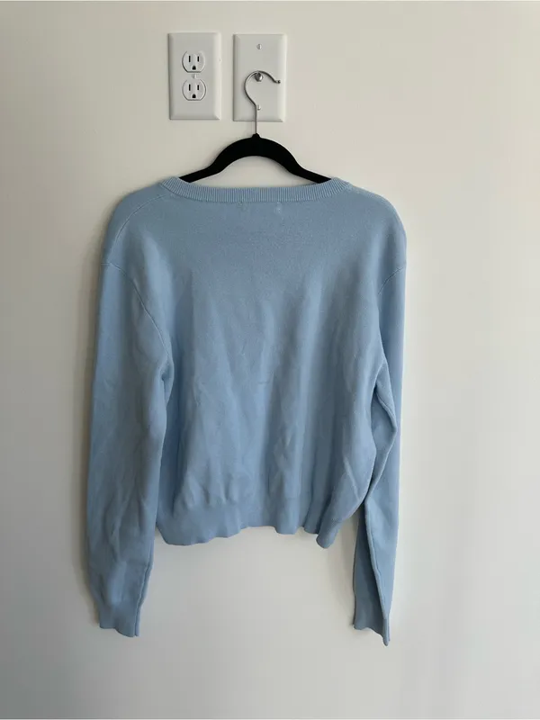 Oak + Fort Button Up Cardigan in Blue Mist 100% Cotton - Image 5
