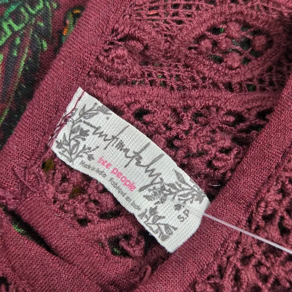 Free People Shea Printed Mini Burgundy‎ and Green Halter Dress size S - Image 8