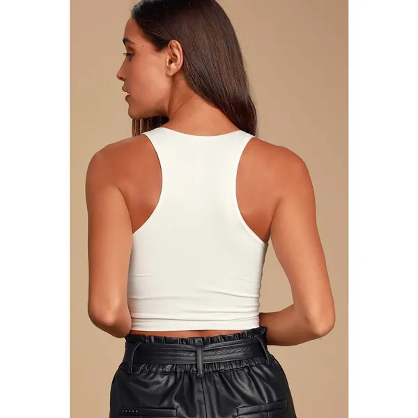 Lulus Feel Like Dancing White Crop Top Minimalist Stretch Jersey Knit Small NWT - Image 2
