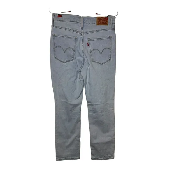 Levi's Womens‎ Jeans 724 High Rise Straight Crop Distressed Light Wash Denim 26 - Image 5
