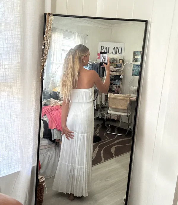 Strapless Long White Beach Dress Size XS - Image 4