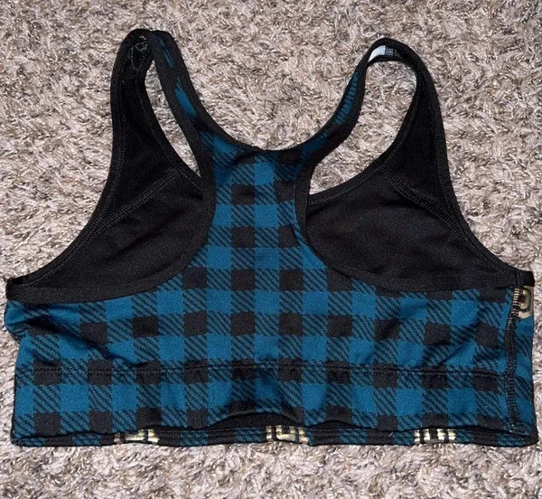 VS pink ultimate christmas plaid printed sports bra - Image 3