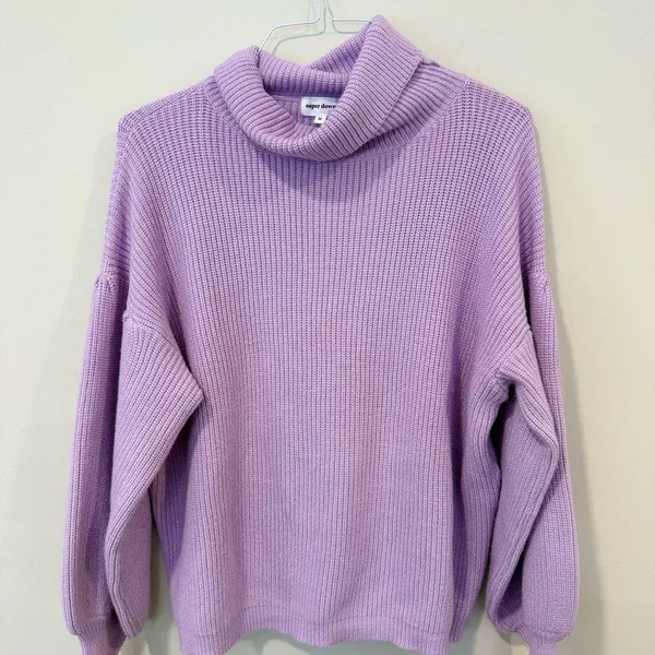 Superdown Revolve  Frankie Lavender Knit Sweater Size Medium 1966 - Image 5