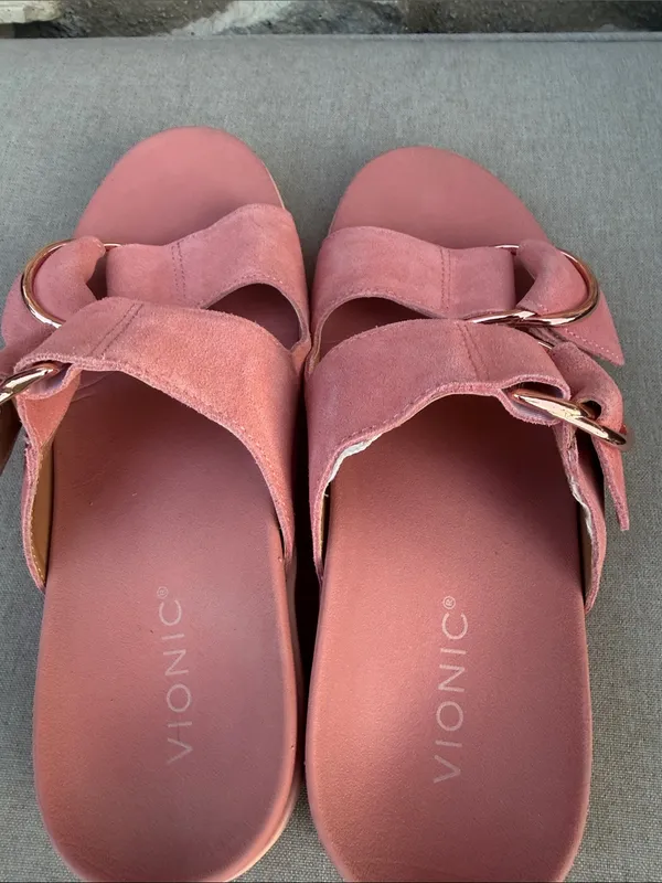 Vionic "Corelee" Pink Suede Slide Sandals size 6.5 wide - Image 4