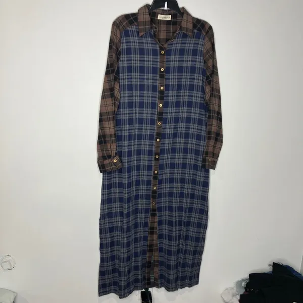 Natural Life Esme maxi dress multicolored plaid 100% cotton‎ womens size medium - Image 4