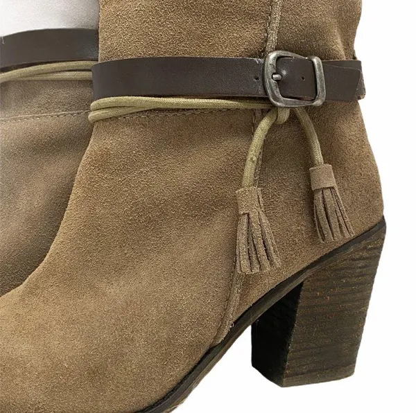 Mia Limited Edition Tooledo Leather Boots w/ Tassel & Buckle Belt Accent Sz 9M - Image 7