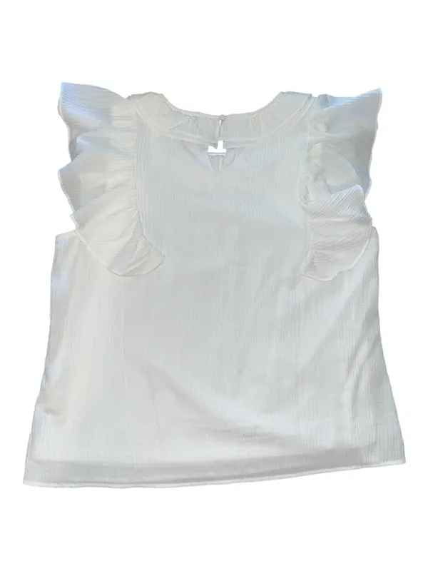 Woman's Versona White Blouse Top with Ruffled Sleeves Lined Stretchy Size Large - Image 6