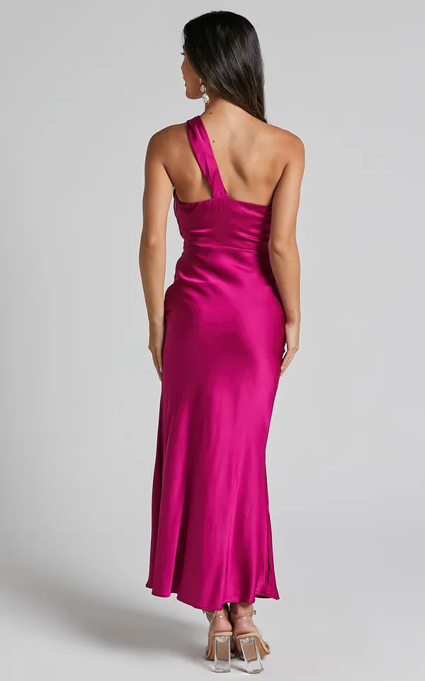New Showpo Carmella Midi Dress One Shoulder Dress In Grape MSRP $119 - Image 5