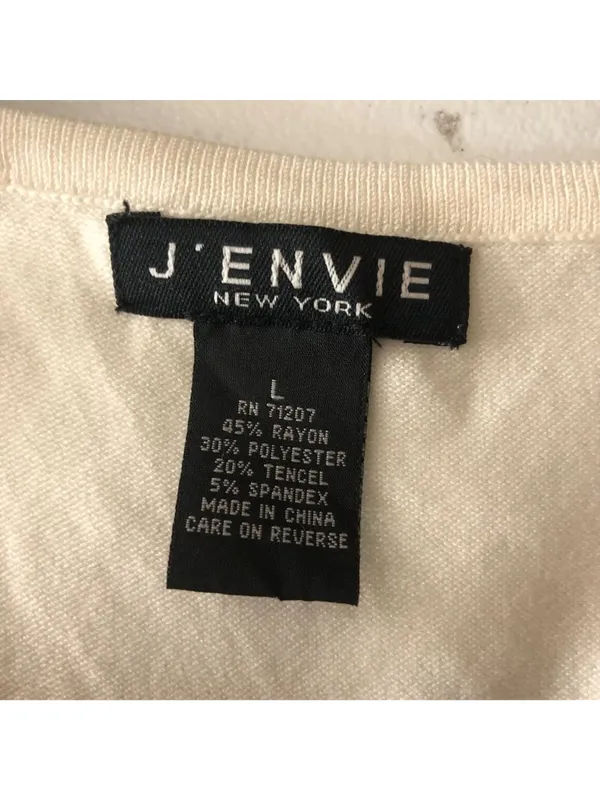 J'Envie Womens Sleeveless White Tank Top Rayon Blend Size Large - Image 3