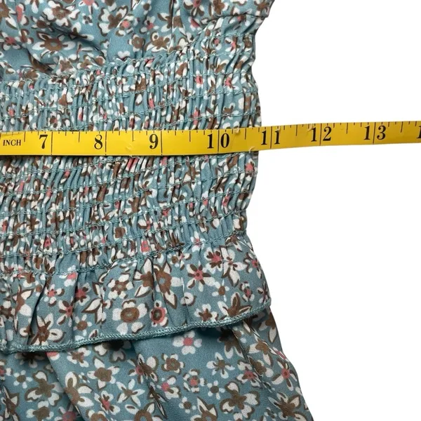 Altar’d State Blue Floral Milkmaid Peasant Dress Elastic‎ Waist Ruffle Small - Image 9