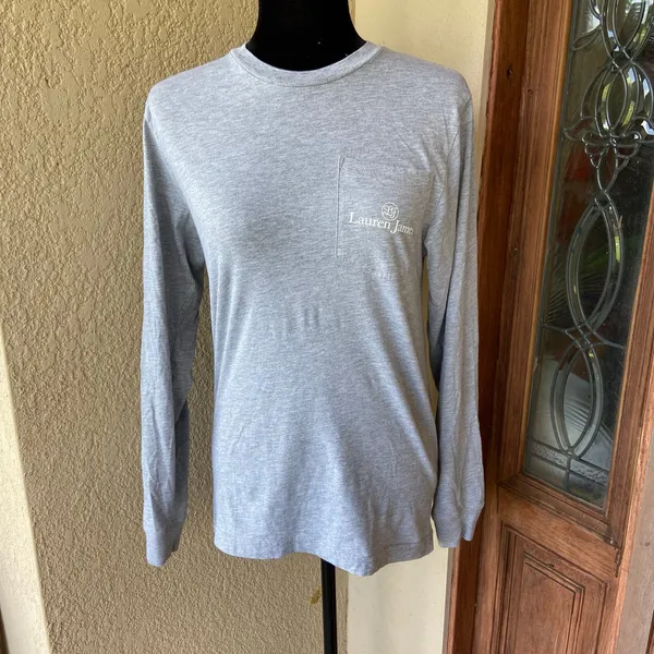 Lauren James Womens‎ Tee XS Gray Clemson Paw Power Long Sleeve Helmet Pearls - Image 4