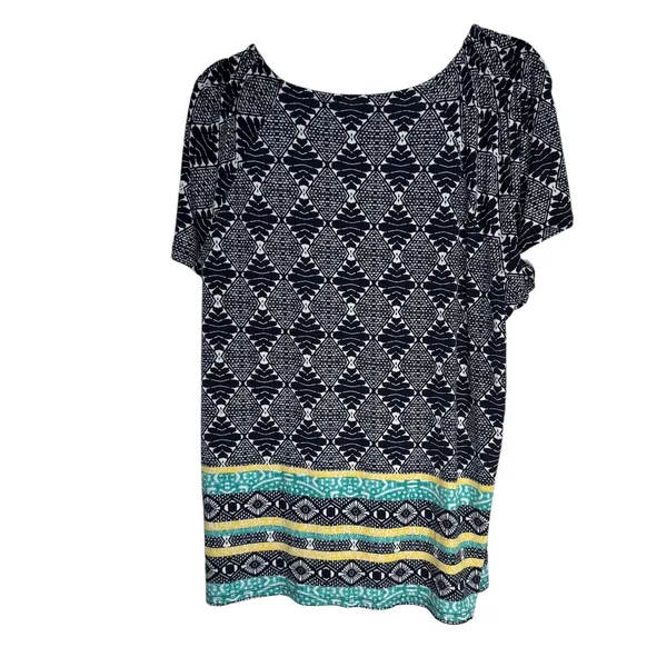 Style Co‎ Woman 3X Black White Geometric Print Tunic Top Short Sleeve - Image 5
