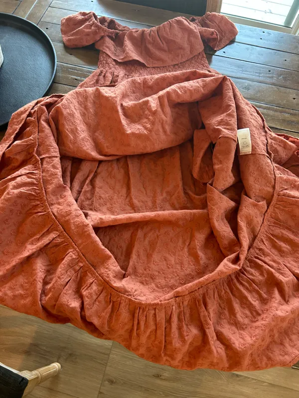 Rylee + Cru Gia Women’s Cotton Floral Burnt Orange Dress S - Image 10