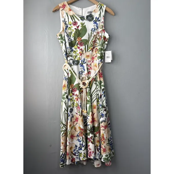 Danny & Nicole Dress Size 6 Floral Sleeveless Midi Romantic Summer Garden Party - Image 3