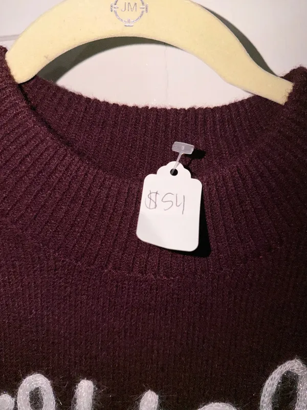 Peach Love California Maroon “TouchDown” short sleeve sweater - Image 2