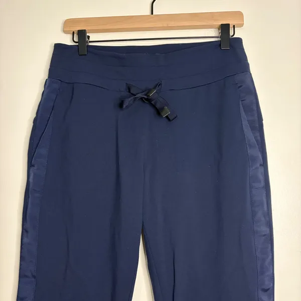 Athleta Small Tall Navy‎ Blue Side Stripe Athletic Jogger Lounge Pants - Image 2