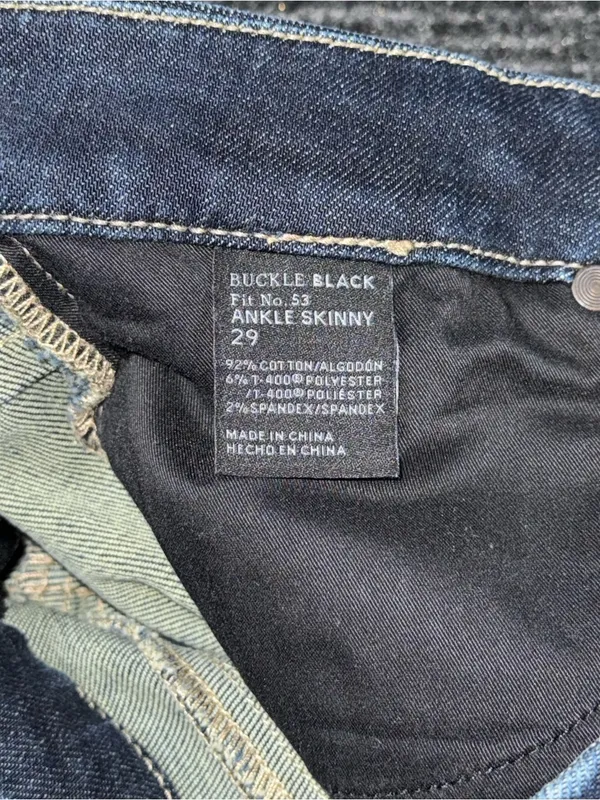 Buckle Black Fit No 53 Ankle Skinny Stretch Jeans Womens 29 x 27.5 Dark BBW3811A - Image 9