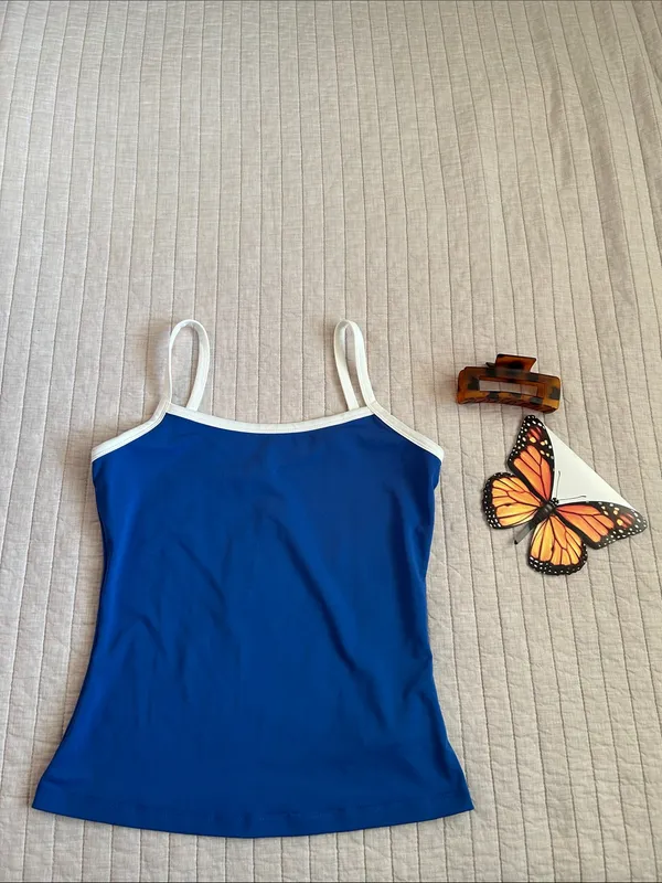 Cupshe NWT royal blue white ringer swim tank top S - Image 2