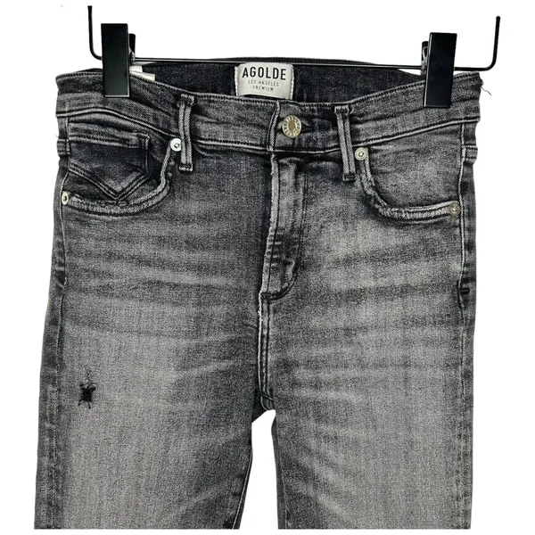 AGOLDE Sophie Skinny‎ Jeans Size 25 Silence Distressed Stretch Black Gray Jeans - Image 3