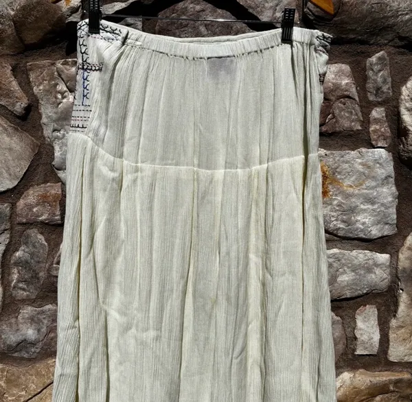 VTG Scully Embroidered Maxi Pull-on Skirt Gauzy Womens Large Boho Layered - Image 6