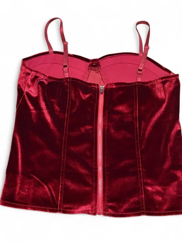 Women’s Red Velvet Bustier Top - Image 3