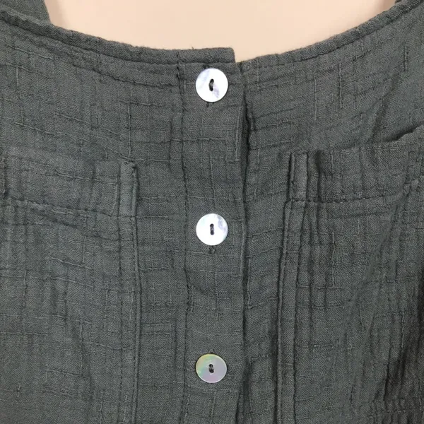 Zara Women’s Muslin Mother of Pearl Button-Up Gray Jumpsuit - Image 4