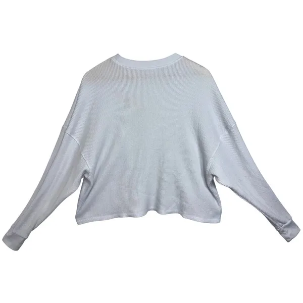 Abercrombie & Fitch AF Essential White Knit Long Sleeve Crop Sweatshirt Size S/M - Image 3