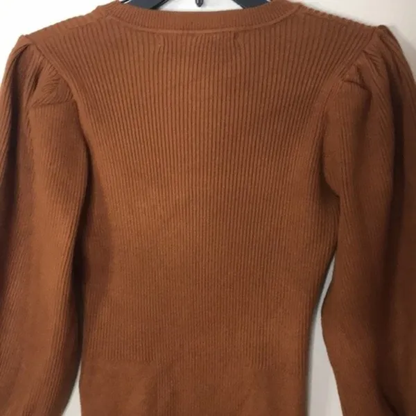 Hyfve brown puffer sleeves sweater dress size large ladies cute‎ modest - Image 12