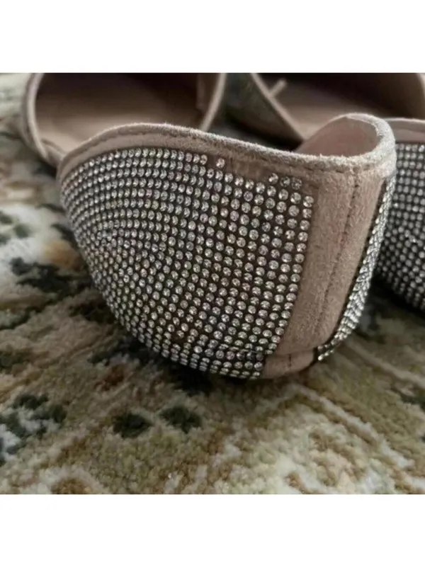 Rampage rhinestone studded pointed toe open side flats wedding glam - Image 8