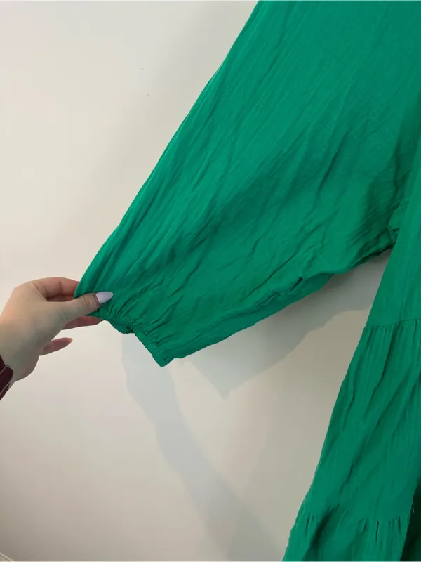 GAP Green V-Neck Crinkle Gauze Tiered Mini Women's Dress Size XXL - Image 4